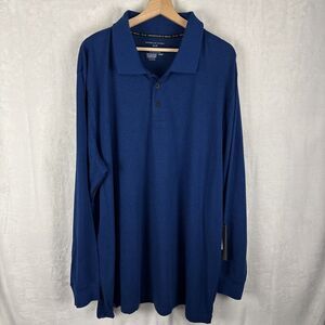 Shaquille O' Neal Men's Long Sleeve Polo Shirt Size 2XL Blue Birdseye NWT